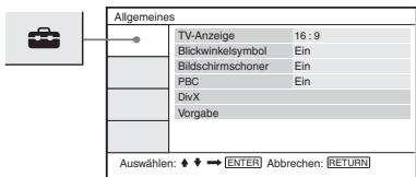 SONY DVP-FX870 - Einstellungen für den Bildschirm (Allgemeines) - 1