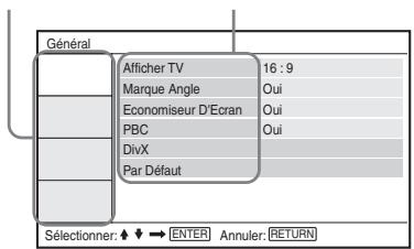 SONY DVP-FX730 - Appuyez sur ↑/↓ pour sélectionner « Reglage » et appuyez sur ENTER. - 1
