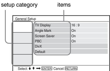 SONY DVP-FX730 - Press / to select "Setup," and press ENTER. - 1