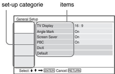 SONY DVP-FX730 - Druk op / om de "Setup" te selectoren en druk op ENTER. - 1