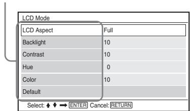 SONY DVP-FX730 - Druk op ↑/↓ om "LCD Mode" te selectoren en druk op ENTER. - 1