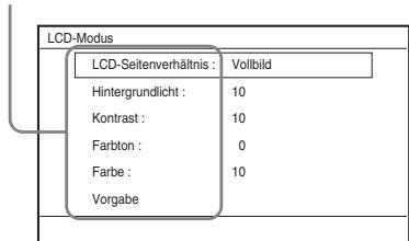 SONY DVP-FX750 - Wählen Sie mit ↑/↓ die Option „LCD-Modus“ aus und drücken Sie ENTER. - 1