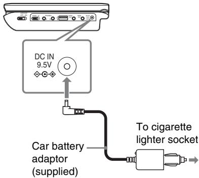 SONY DVP-FX750 - Connect the car battery adaptor. - 1