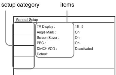 SONY DVP-FX750 - Press ↑/↓ to select "Setup," and press ENTER. - 1