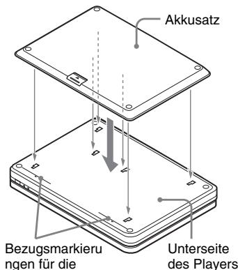 SONY DVP-FX930 - Einsetzen des Akkupacks - 1