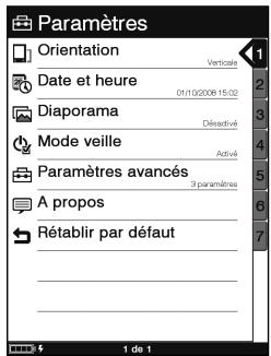 SONY PRS-505 - Réglage de l'orientation de l'écran - 1