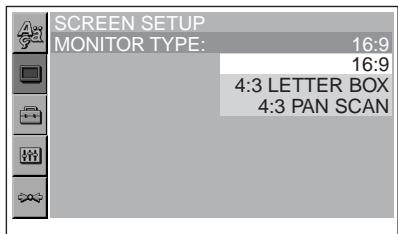 SONY DVX-11A - Appuyez sur ↑/↓ pour sélectionner « MONITOR TYPE », puis appuyez sur ENTER. - 1