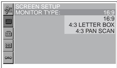 SONY DVX-11A - Press ↑/↓ to select “□” (SCREEN SETUP), then press ENTER. - 1