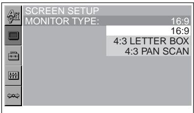 SONY DVX-11B - Druk op ↑/↓ om "MONITOR TYPE" te selecteren en druk op ENTER. - 1