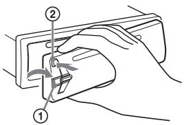 SONY DRIVE S - Druk op de toets om het voorpaneel los te maken ② en verwijder het voorpaneel door het naar u toe te trekken. - 1