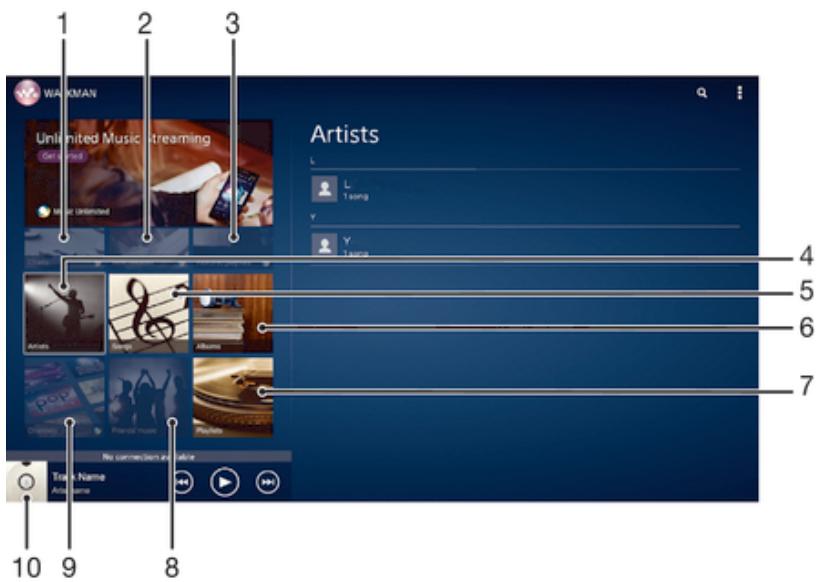 SONY XPERIA TABLET Z (SGP312FR) - Écran d'accueil de WALKMAN - 1