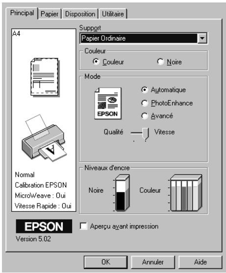 EPSON STYLUS PHOTO 1270 - Utilisation du mode de paramétrage automatique - 1