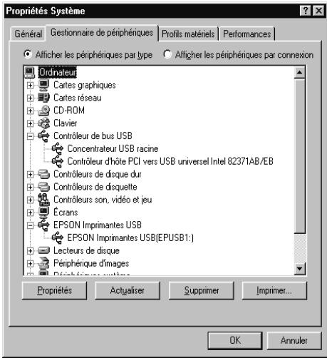EPSON STYLUS PHOTO 1270 - Vérifiez que le pilote de périphérique USB Epson apparaît dans le menu Gestionnaire de périphériques. - 1