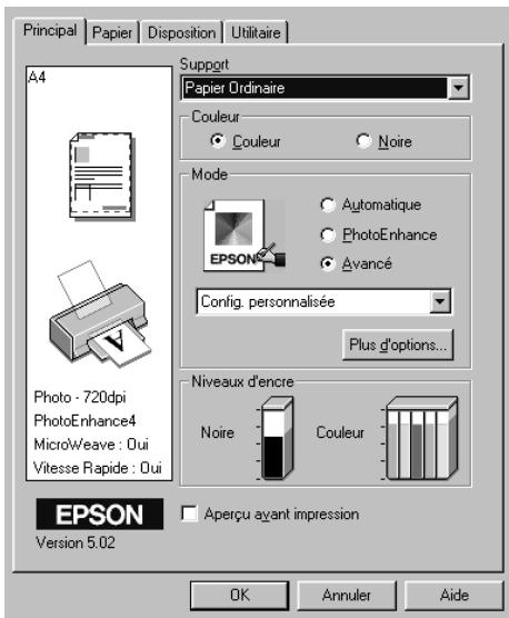 EPSON STYLUS PHOTO 1270 - Utilisation du mode avancé - 1