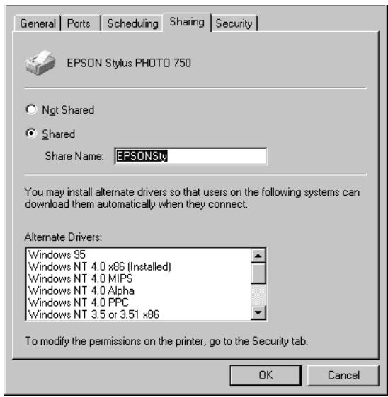 EPSON STYLUS PHOTO 750 - Configurer l'imprimante comme imprimante partagée - 1