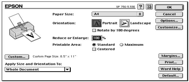 EPSON STYLUS PHOTO 750 - Modification de la mise en page - 1