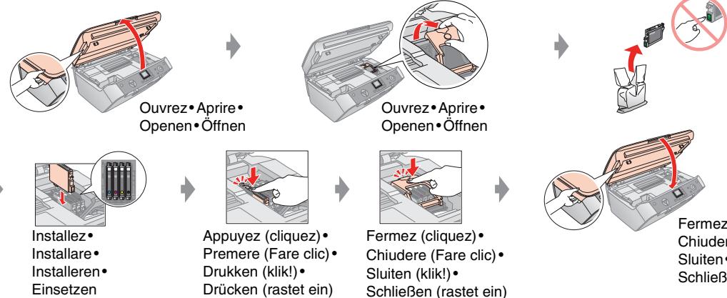 EPSON STYLUS PHOTO RX520 - Dépose du ruban de protection et apposition de l'autocollant du panneau - 2