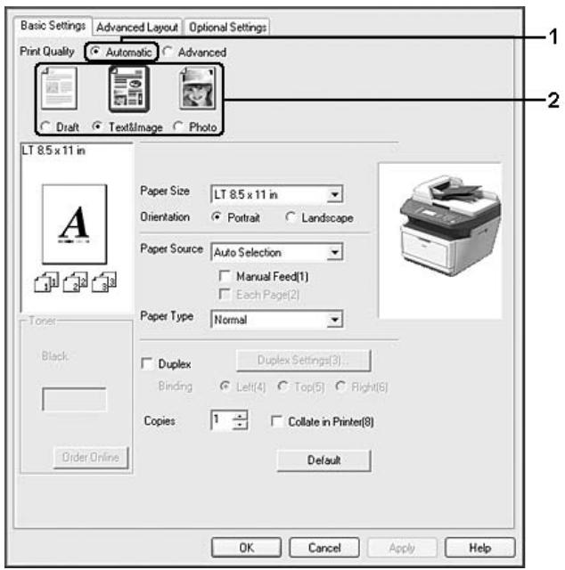 EPSON ACULASER MX20DNF - Utilisation du paramètre Automatique - 1