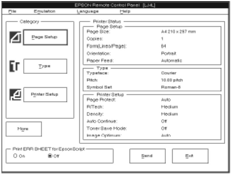 EPSON EPL-5000 - LaserJet 4L emulation mode/EpsonScript Level 2 mode window - 1