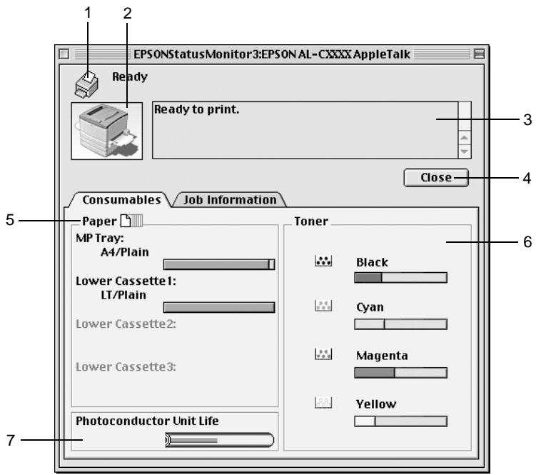 EPSON ACULASER C8600 - Affichage des informations sur l'état de l'imprimante - 1