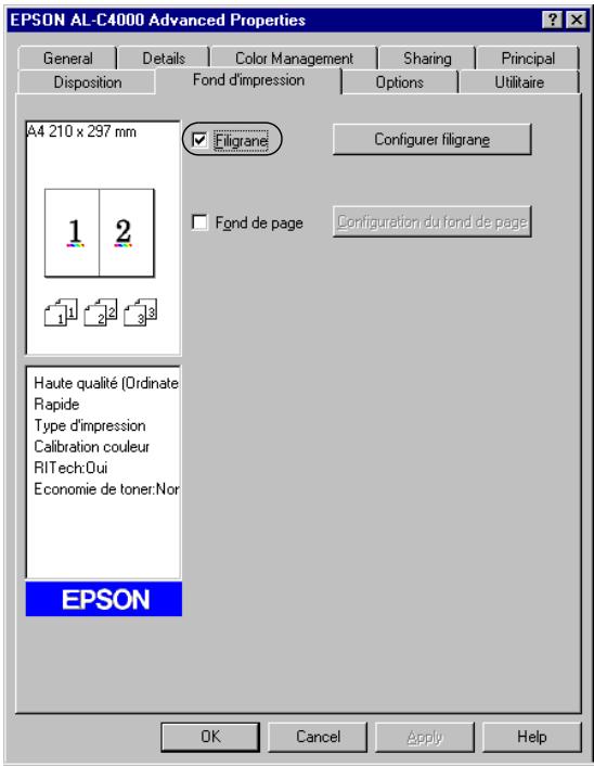 EPSON ACULASER C8600 - Utilisation d'un filigrane - 1
