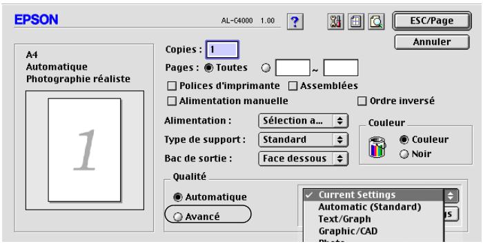 EPSON ACULASER C8600 - Utilisation des paramètres prédéfinis - 1