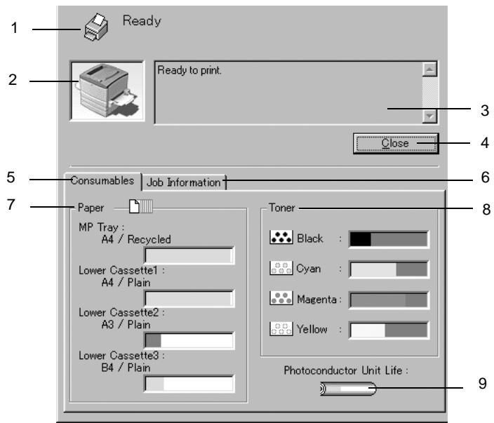 EPSON ACULASER C8600 - Affichage des informations sur l'état de l'imprimante - 1