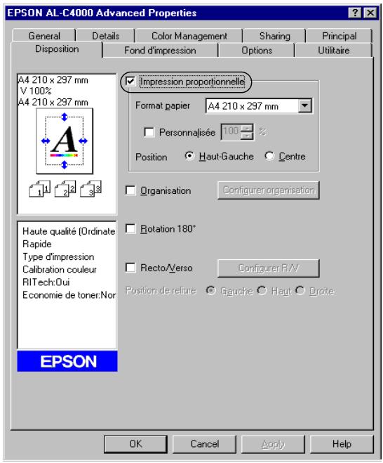 EPSON ACULASER C8600 - Pour redimensionner automatiquement les pages en fonction du format du papi er: - 1