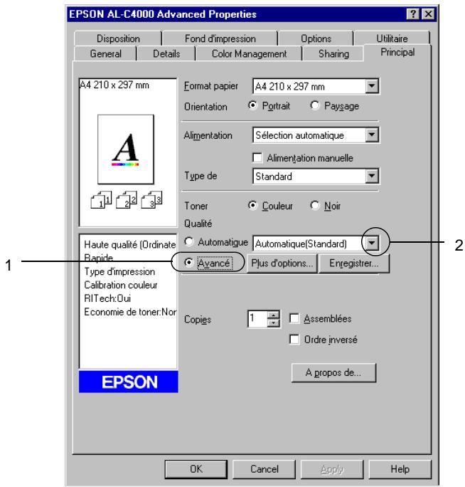 EPSON ACULASER C8600 - Utilisation des paramètres prédéfinis - 1