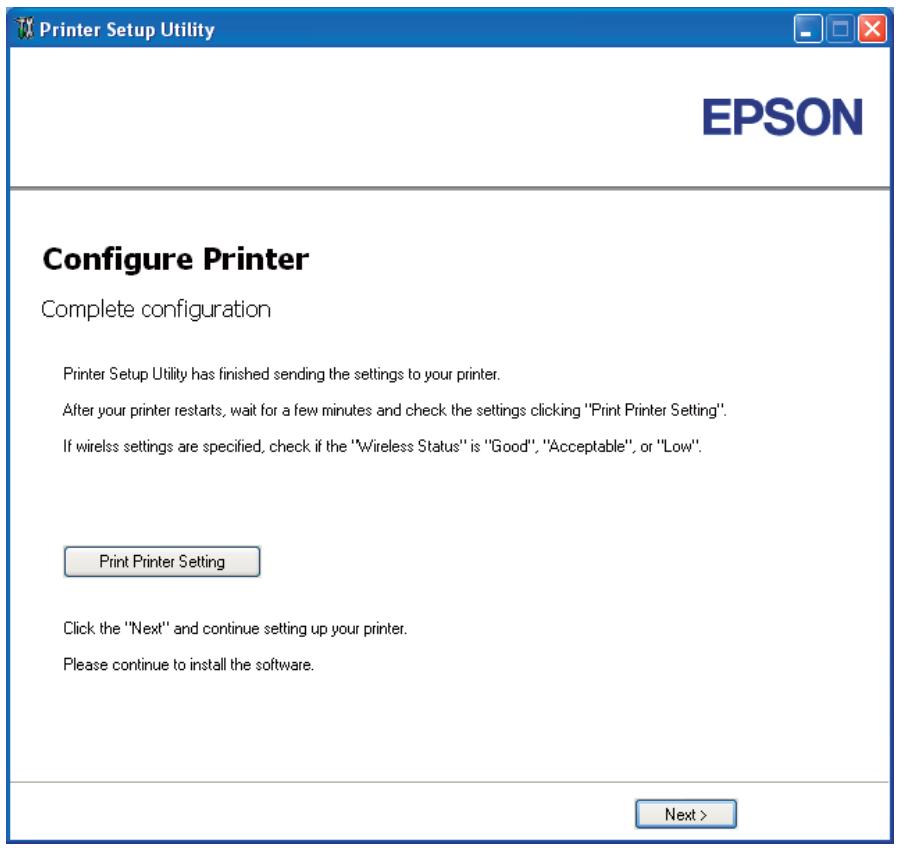 EPSON ACULASER C1750N - Utilisation de l'installation basée sur un Assistant pour configurer les paramètres sans fil - 6