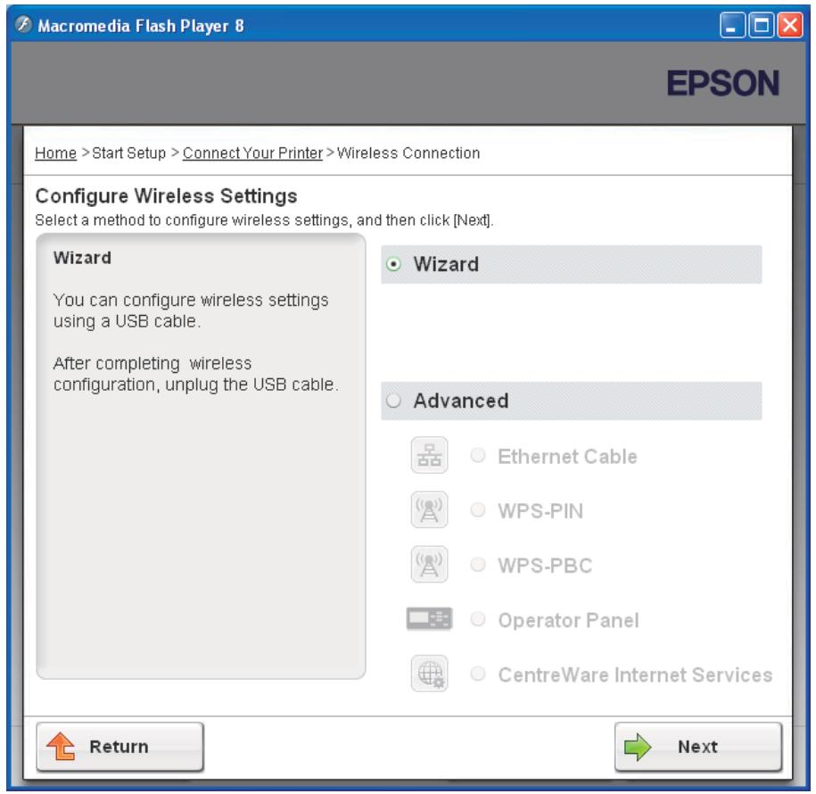 EPSON ACULASER C1750N - Utilisation de l'installation basée sur un Assistant pour configurer les paramètres sans fil - 2