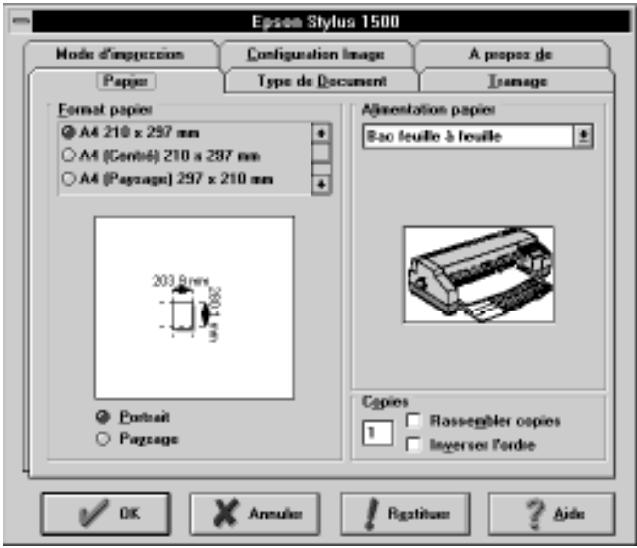 EPSON STYLUS 1500 - Menu Papier - 1