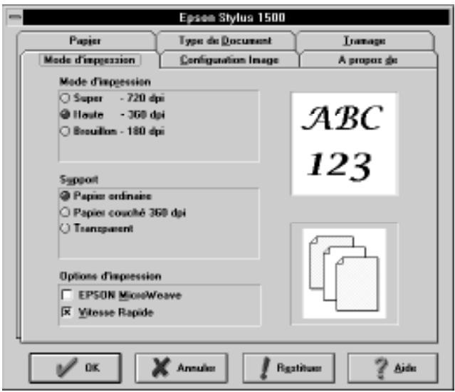 EPSON STYLUS 1500 - Menu Mode d'impression - 1