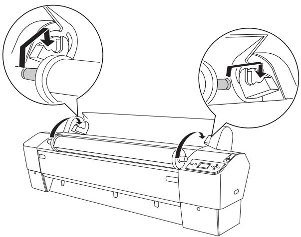 EPSON STYLUS PRO 9450 - Installation et retrait du papier rouleau de l'axe du support rouleau de l'imprimante - 2
