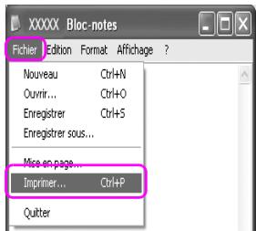 XXXXXX Bloc-notes Fichier Edition Format Affichage ? Nouveau Ctrl+N Ouvrir... Ctrl+O Enregistrer Ctrl+S Enregistrer sous... Miss en page... Imprimer... Ctrl+P Quiter