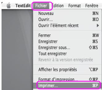 TextEdit Fichier Nouveau Ouvrir... Ouvrir l'élément récent Fermer Enregistrer Enregistrer sous... Tout enregistrer Revenir à la version enregistrée Afficher les propriétés Format d'impression... Imprimer... Fenêtre N°N °O W S S S P