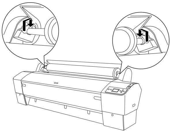 EPSON STYLUS PRO 9450 - Installation et retrait du papier rouleau de l'axe du support rouleau de l'imprimante - 3