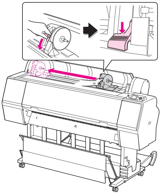 EPSON STYLUS PRO 7900 - Pour déverrouiller le support de l'adaptateur, appuyez fermement sur le support. Déplacez-le ensuite vers la gauche à l'aide de la poignée. - 1