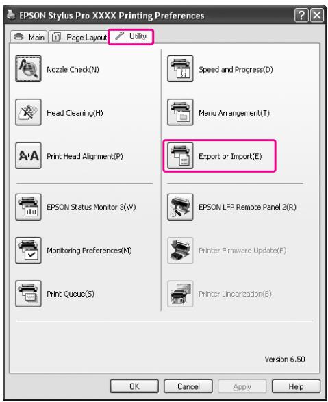 EPSON STYLUS PRO 7900 - Exportation ou importation de tous les paramètres - 1