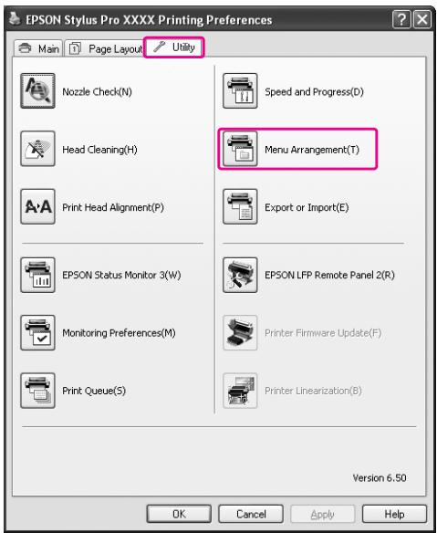 EPSON STYLUS PRO 7900 - Disposition du menu - 1