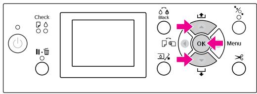 EPSON STYLUS PRO 7900 - Lorsque ARE THESE SETTINGS OK? (PARAMÉTRES OK?) s'affiche sur l'écran LCD, appuyez sur la touche ▲ ou ▼ pour sélectionner NO (NON) puis appuyez sur la touche OK. Entrez le type de support et le papier restant et appuyez sur la touche OK. - 1