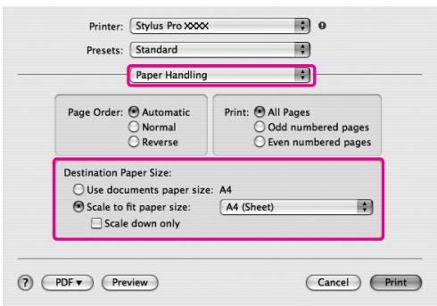 EPSON STYLUS PRO 7900 - Sélectionnez Paper Handling (Manipulation du papier) et ensuite Scale to fit paper size (Adapter au format du papier). - 2