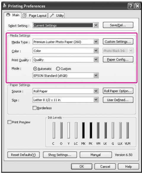 EPSON STYLUS PRO 7900 - Réglage des paramètres du pilote d'impression - 2