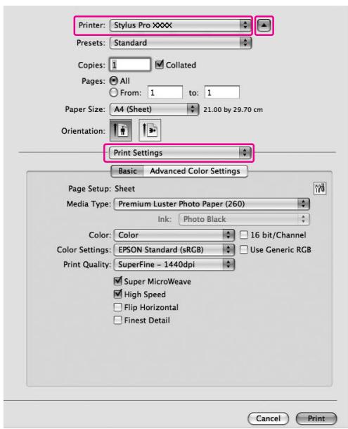 EPSON STYLUS PRO 7900 - Réglage des paramètres du pilote d'impression - 1