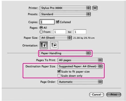 EPSON STYLUS PRO 7900 - Sélectionnez Paper Handling (Manipulation du papier) et ensuite Scale to fit paper size (Adapter au format du papier). - 1