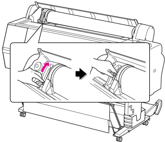 EPSON STYLUS PRO 7900 - Pour déverrouiller le support de l'adaptateur, appuyez fermement sur le support. Déplacez-le ensuite vers la gauche à l'aide de la poignée. - 11