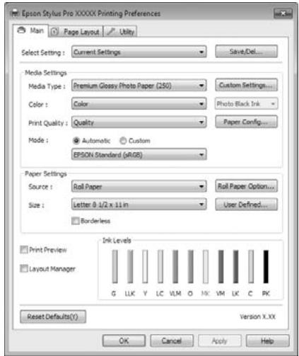 EPSON STYLUS PRO 4900 - Récapitulatif du pilote d'impression - 1
