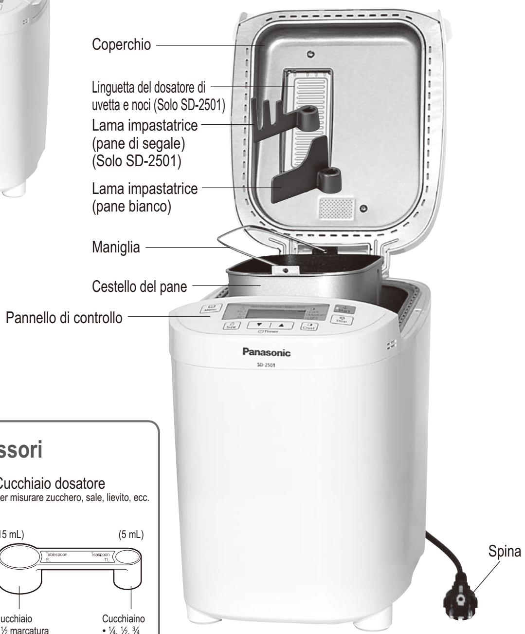 PANASONIC SD-2501WXE - Dosatore di uvetta e noci (Solo SD-2501) - 3