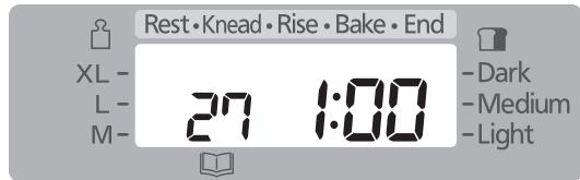 Rest • Knead • Rise • Bake • End XL - L- M- 27 1:00 - Dark - Medium - Light