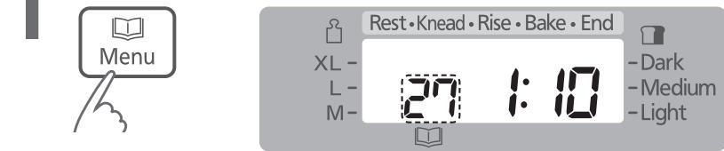 Menu Rest • Knead • Rise • Bake • End XL - L- M- 27 1:10 - Dark - Medium - Light